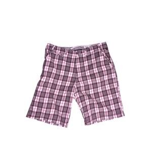 Y2K Marc Ecko Cut & Sew Plaid Shorts Mens 36W Grey Red Skater Grunge Alternative